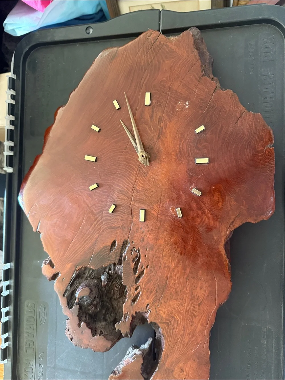 Rustic Red-Brown Live Edge Wall Clock - Doesn’t work